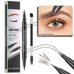 2-in-1 Dual-Ended Eyebrow Pen with Micro-Fork-Tip Applicator and Precise Brush-Tip