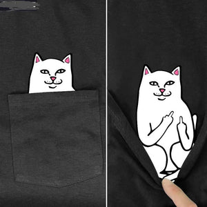 😾🖕Pocket Middle Finger Cat T-Shirt