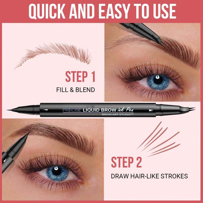 2-in-1 Dual-Ended Eyebrow Pen with Micro-Fork-Tip Applicator and Precise Brush-Tip