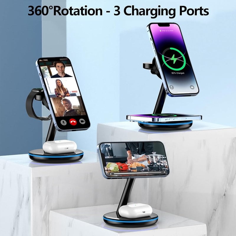 Folding Magnetic Multi-Function 3-in-1 Wireless Charger