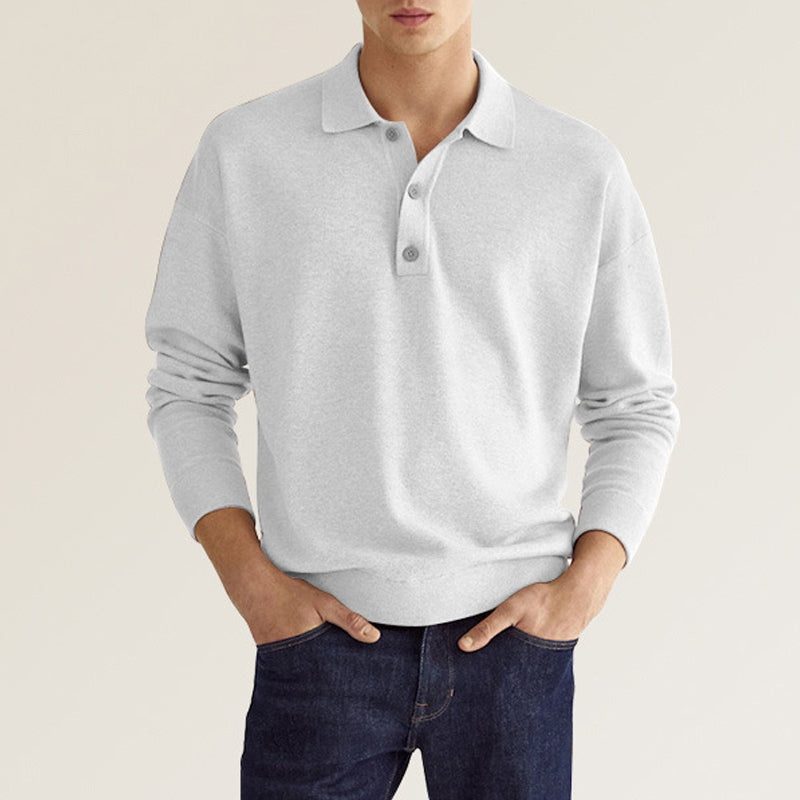 Men's Casual Loose Lapel Long Sleeve Polo Shirt