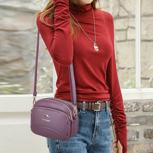 Soft Leather Multi-compartment Shoulder Crossbody Bag