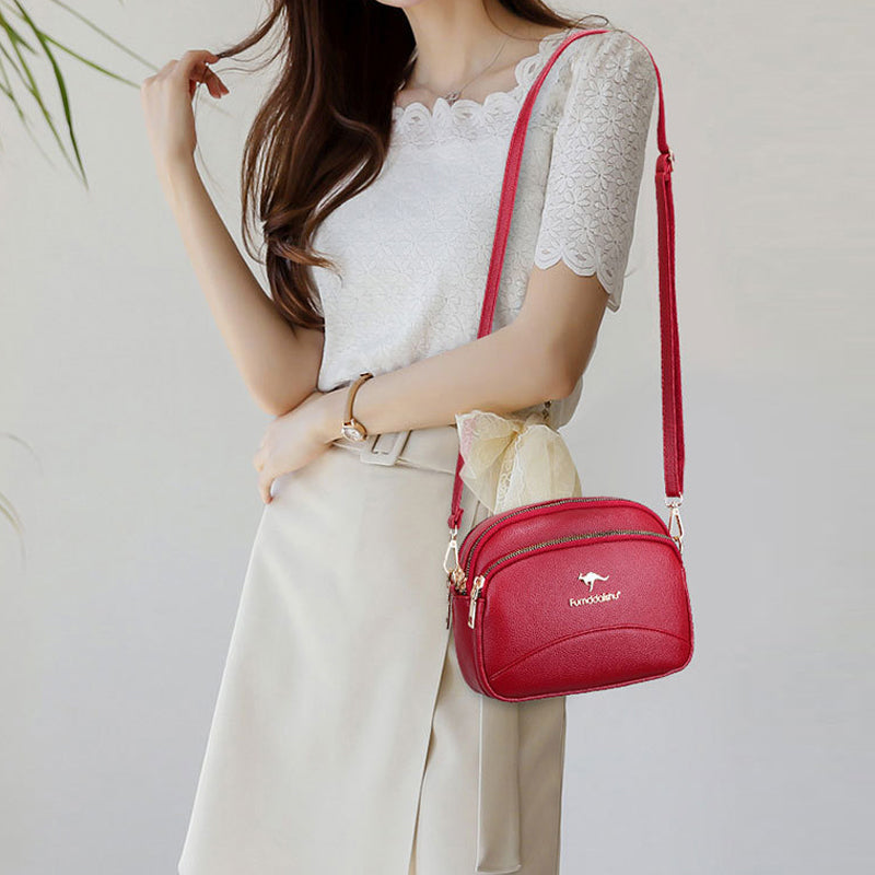 Soft Leather Multi-compartment Shoulder Crossbody Bag