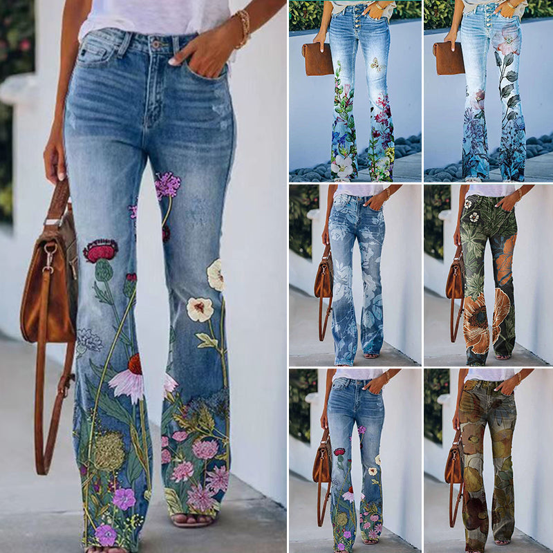 4-Button Flare Jeans