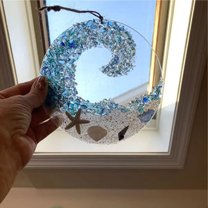 🏝️Sea Glass Suncatcher - Ocean Crashing Wave Beach Ornament