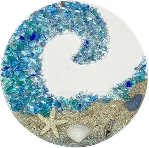 🏝️Sea Glass Suncatcher - Ocean Crashing Wave Beach Ornament