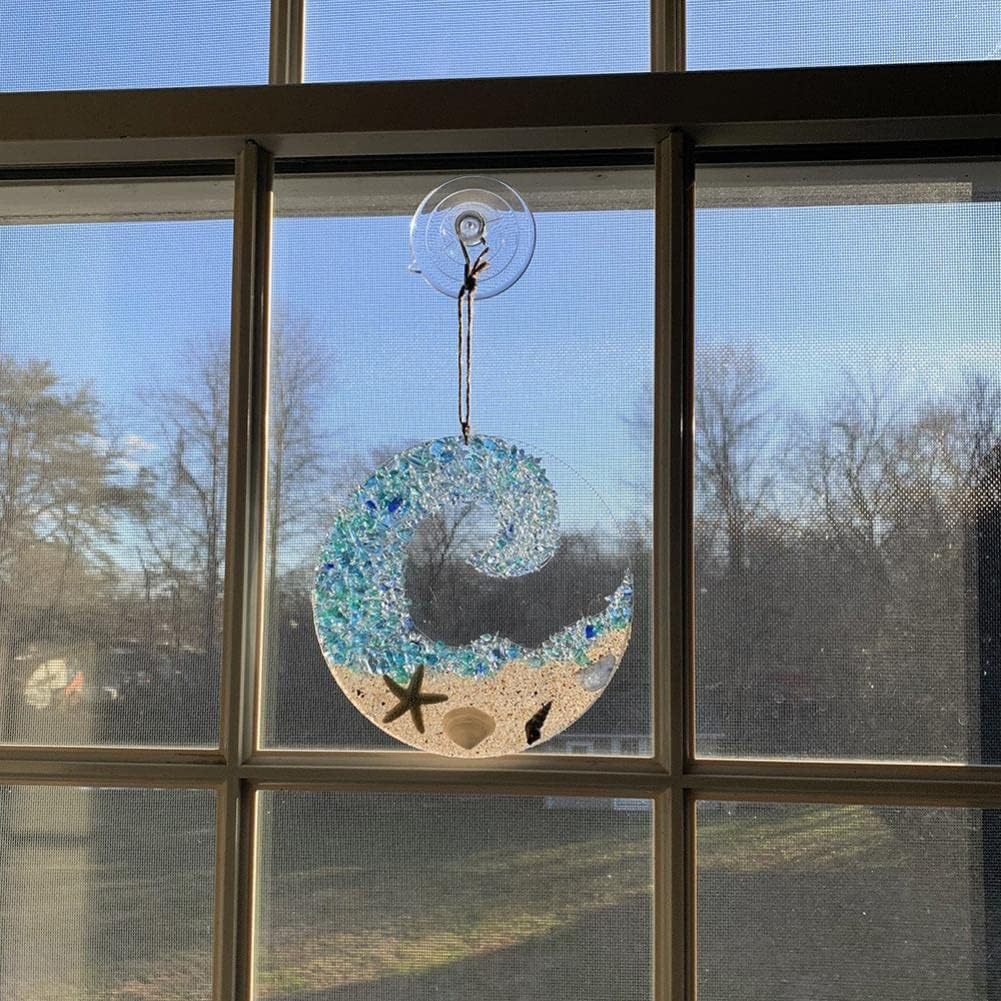 🏝️Sea Glass Suncatcher - Ocean Crashing Wave Beach Ornament