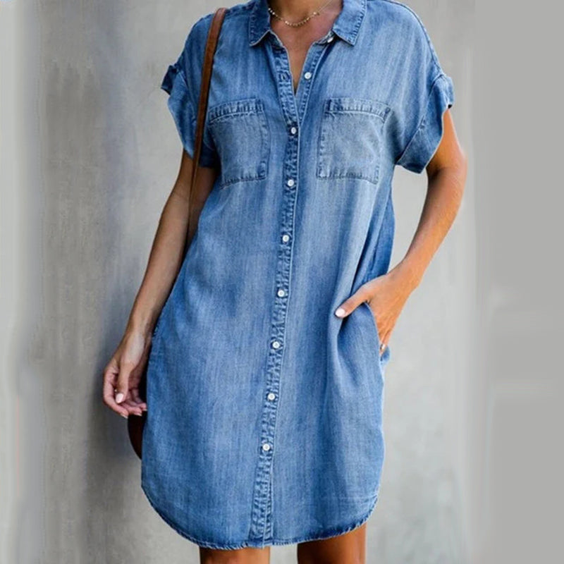 Casual Denim Short Sleeve Dress