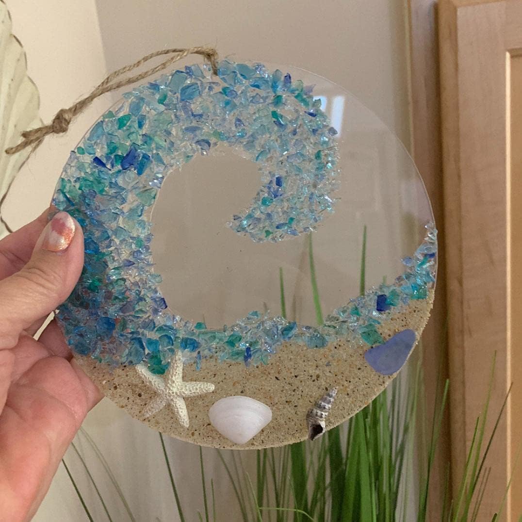 🏝️Sea Glass Suncatcher - Ocean Crashing Wave Beach Ornament