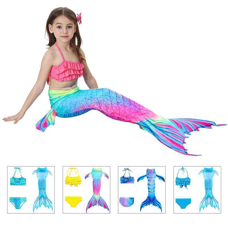 Girls Mermaid Tail Kids Swimsuit Bikini Set