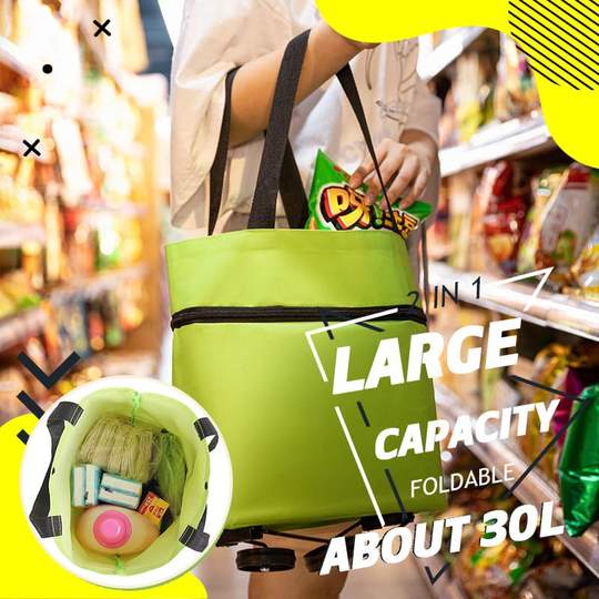 2 In 1 Foldable Shopping Trolley Tote Bag