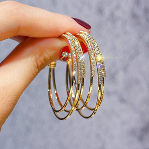 Shiny Diamond Hoop Earrings