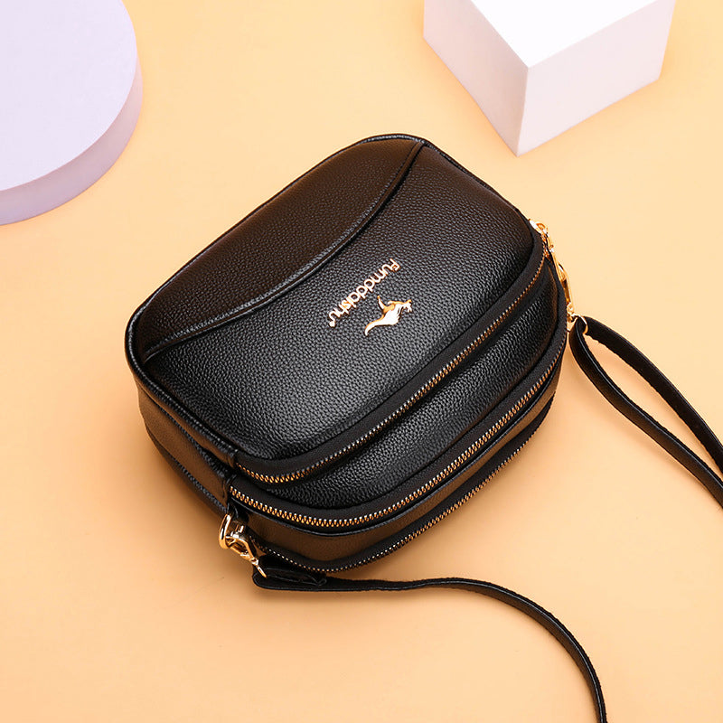 Soft Leather Multi-compartment Shoulder Crossbody Bag