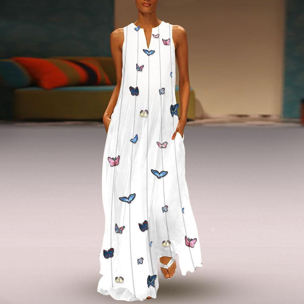 New Butterfly Printed Maxi Shift Dress.MC