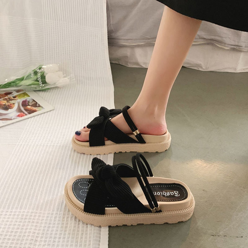 Elegant Bow Sandals with Platform Soles for Women