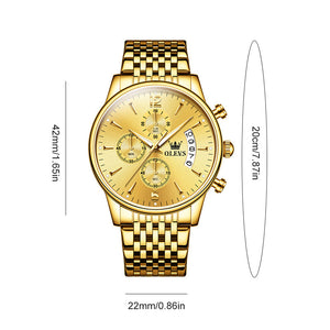 Luxury Gold Three-eye Chronograph Dial Automatic Mechanical Watch