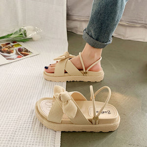 Elegant Bow Sandals with Platform Soles for Women