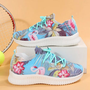 Women Breathable Mesh Flower Print Sneakers