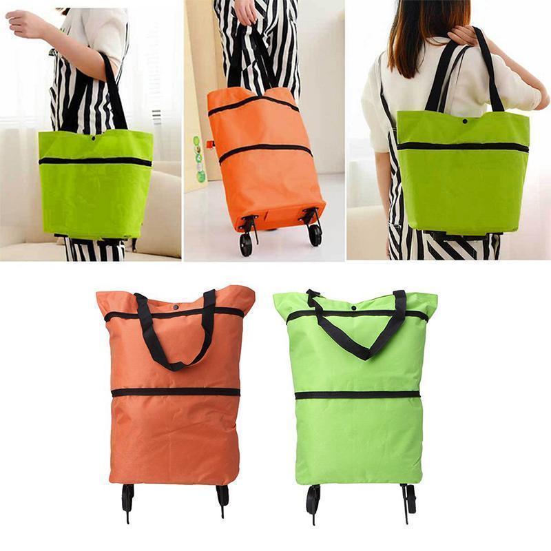 2 In 1 Foldable Shopping Trolley Tote Bag