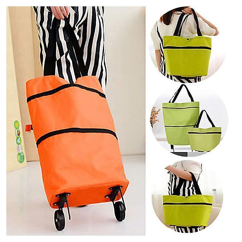 2 In 1 Foldable Shopping Trolley Tote Bag