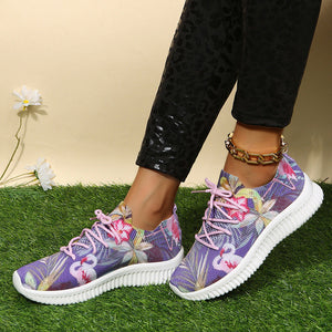 Women Breathable Mesh Flower Print Sneakers