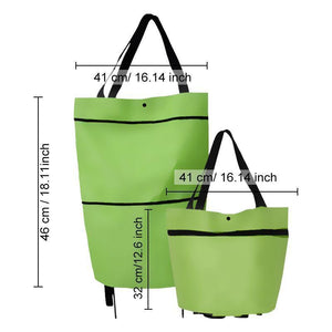 2 In 1 Foldable Shopping Trolley Tote Bag