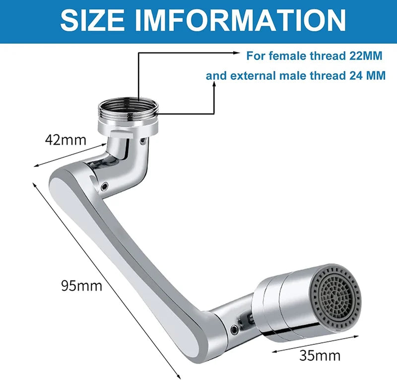 Universal 1080° Swivel Robotic Arm Swivel Extension Faucet Aerator