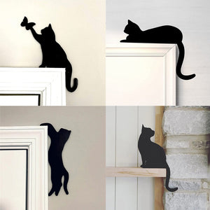 Black Cat Door Corner Sign Decoration