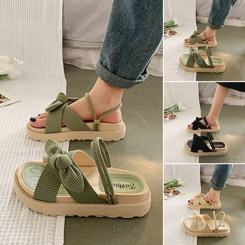 Elegant Bow Sandals with Platform Soles for Women