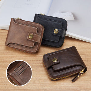 Men's New Short Fashion Multi-card Horizontal Zipper Wallet