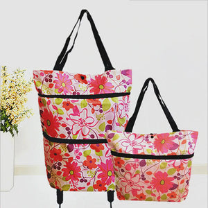 2 In 1 Foldable Shopping Trolley Tote Bag